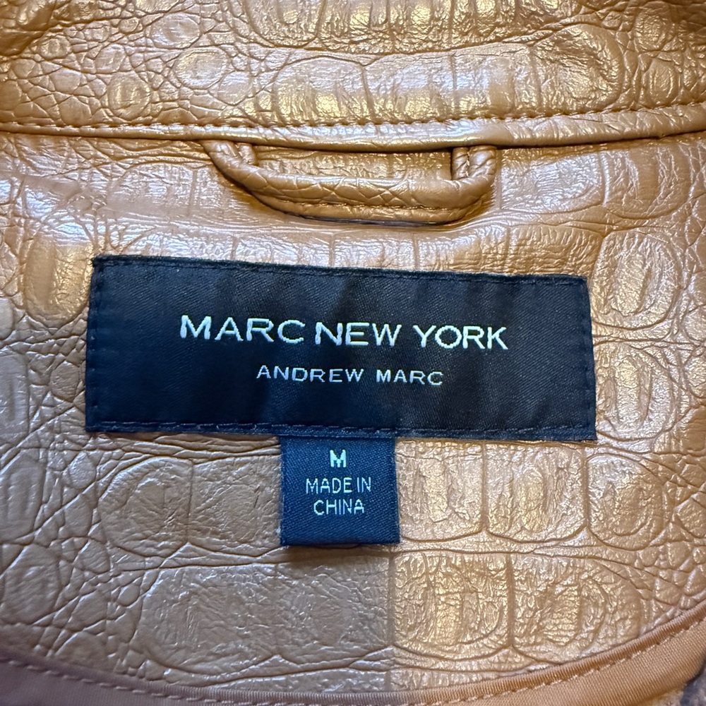 Marc New York Brown Leather Jacket with Belted Waist- Size M - Picture 2 of 13